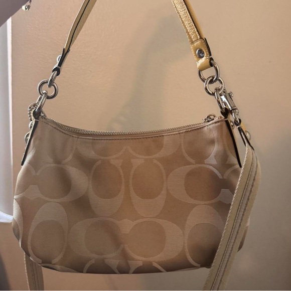 Coach Beige and Yellow Shoulder Bag